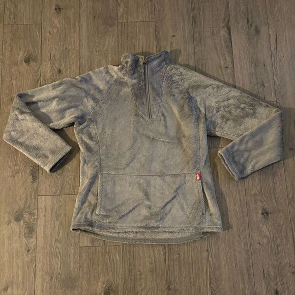 Womens THE NORTH FACE Pullover 1/4 ZIP Soft PILE FLEECE Jacket Gray XL - Picture 1 of 3